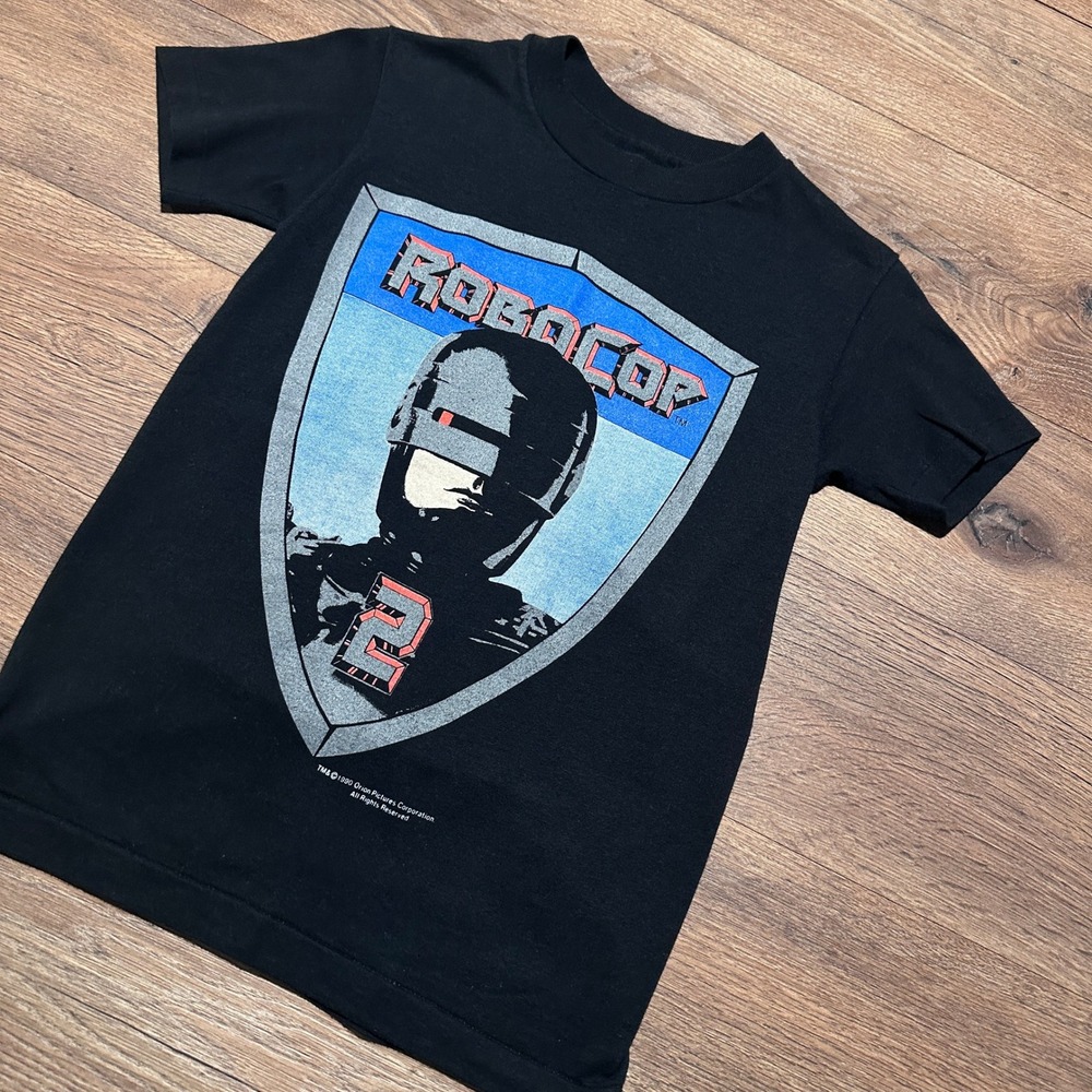 Vintage 1990 Anvil Black RoboCop 2 Graphic T Shirt Youth Large